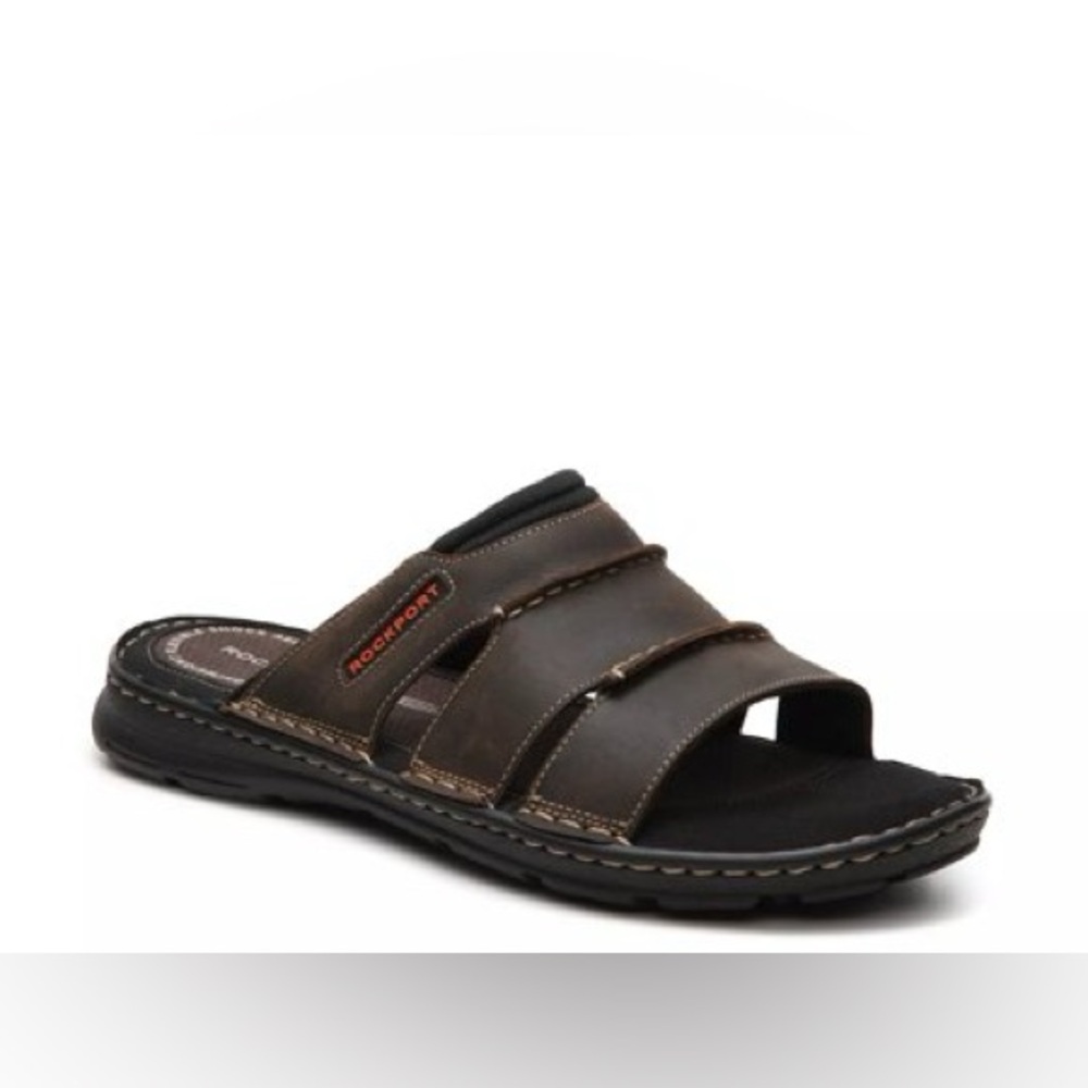 🔥Rockport Men's Dark Brown Darwyn Slide Brand New in Box‼️still in packaging‼️